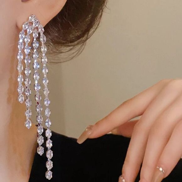 Silver Dangle Earrings A1021 - Picture 2 of 3